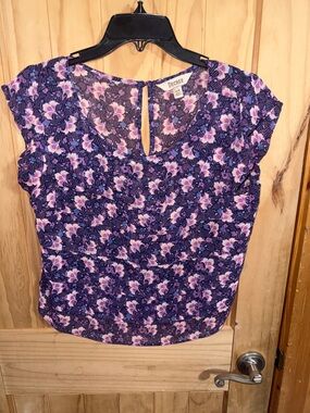 Decree Purple Floral Blouse with Pink Accents